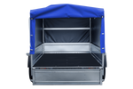 Charger l'image dans la galerie, Remorque routière avec bâche haute bleue, arceau H-800 et roue jockey 230x125 Garden Trailer 230 KIPP
